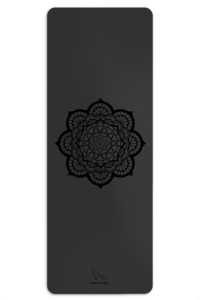 black yoga mat with mandala design - meow yoga dubai