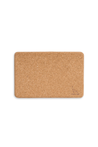 cork yoga block with engraved meow yoga logo